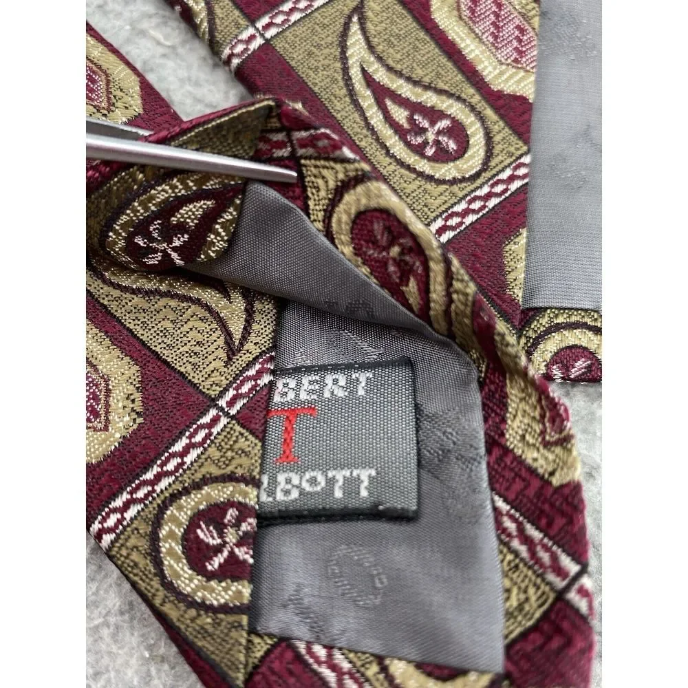 Robert Talbott Studio Men Silk Necktie Red Gold Paisley Corpcore Career Academia